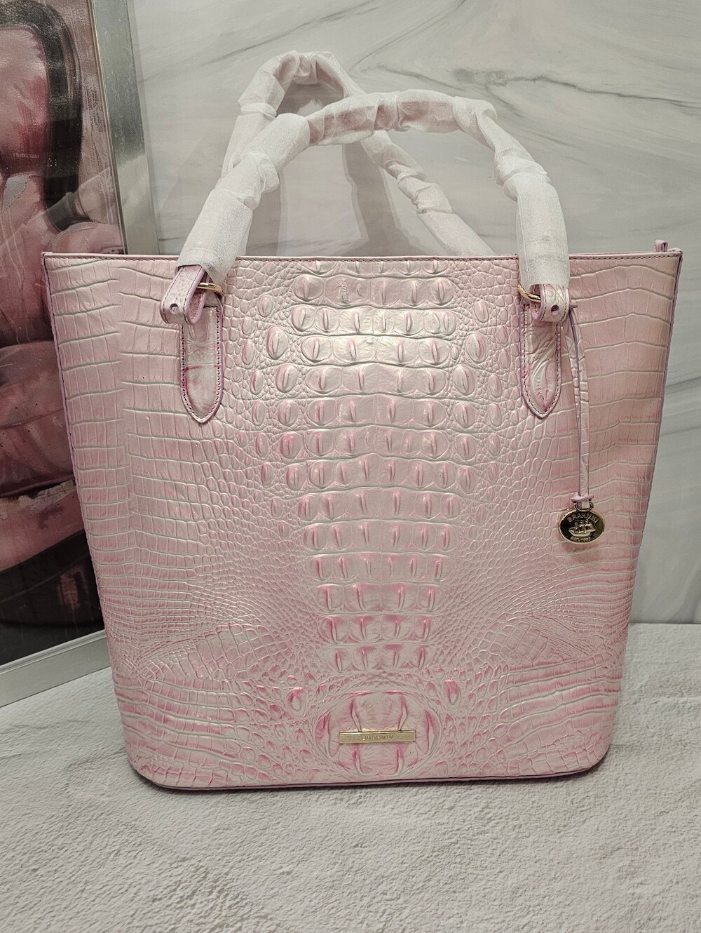 RARE NWT Brahmin Ezra Rose Water Melbourne 3 Eyes On Tote + Heart Pouch Set - Picture 3 of 16